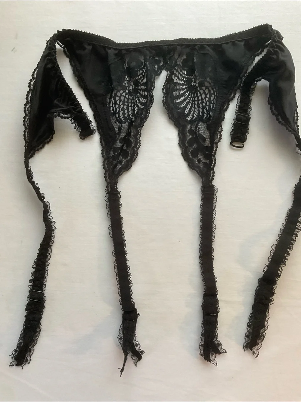 Black Lace-Edged Garter Belt
